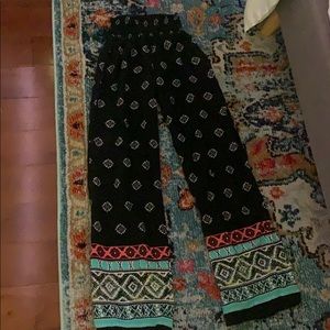 bohemian flowy sinched waist stretchy pants
